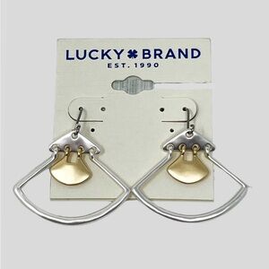 NWT LUCKY BRAND Silver and Gold Triangular Dangling Earrings #LBER2